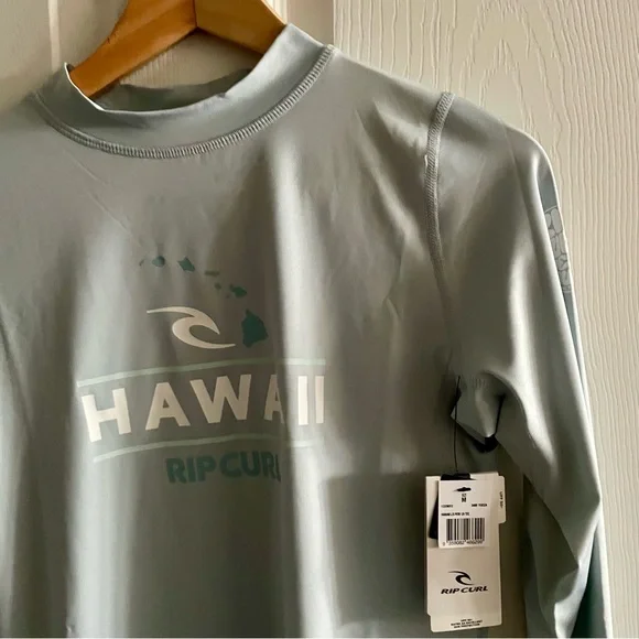 Rip Curl Hawaii Long Sleeve UV Tee Rashguard Performance Fit Blue - Picture 3 of 6